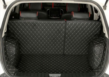 Shop Black and Beige Stitching Full Cover Luxury Leather Diamond Trunk Car Floor Mats
